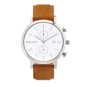 The Chrono - Silver / Brown Suede
